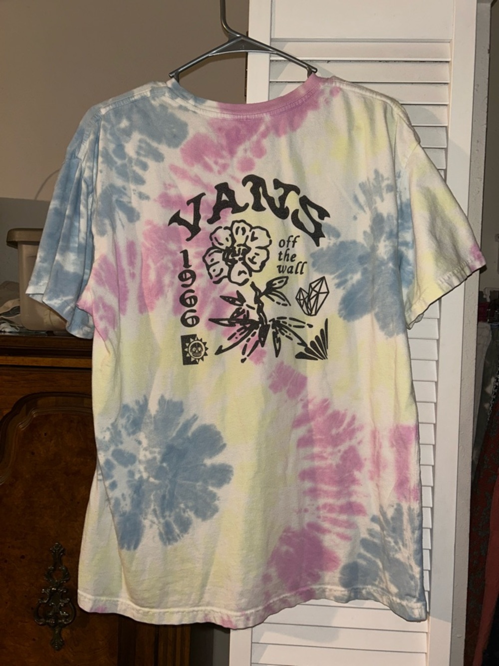 Vans Women’s Tie-Dye Graphic Tee in Pastel Pink/Blue/Yellow - Picture 3 of 6